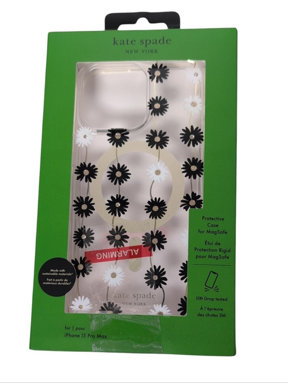 Kate Spade iPhone 15 Pro Max Phone Case Clear with Black & White Daisies